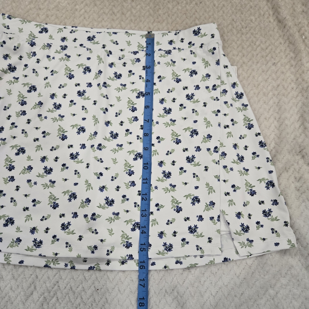 Lillie Green Floral Golf Skort Skirt Shorts White Blue UPF 50+ Large NWT - Picture 5 of 11